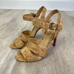 Schutz Gwen Ankle Strap Sandals Cork Neutral Size 6